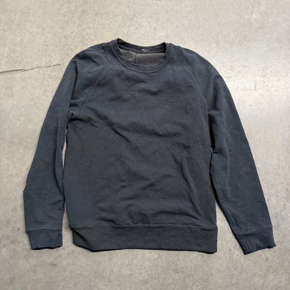 Lululemon Mens Crewneck Sweatshirt Black Raglan Sleeve Pullover Fleece Lined